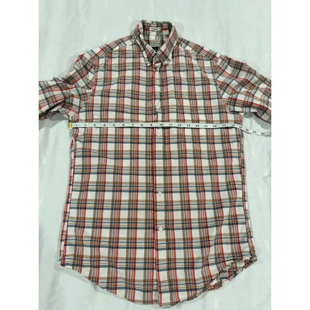 J Crew Classic Plaid Button Down Shirt‎ Stretch Secret Wash Men Size S